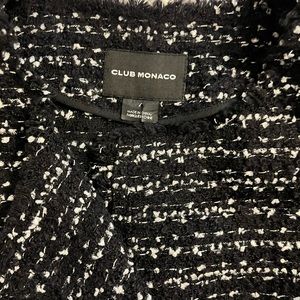 Black and white knit Club Monaco blazer.  Moto style.  Size 4.  Worn twice.